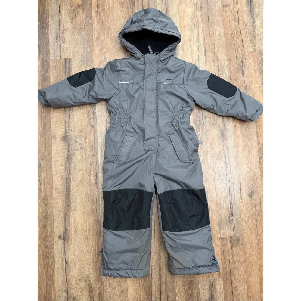 IXTREME Kids 4T Insulated Snowsuit Gray Black Hooded Winter Ski Snow Suit